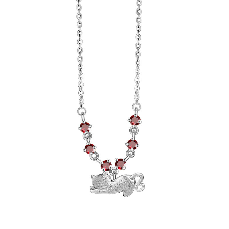 Cat's Soul - Colorful Gemstone Cat Pendant Necklace