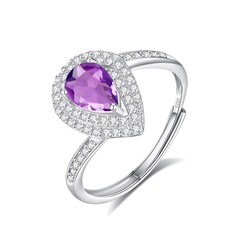 Bague en argent sterling avec topaze bleue Aqua Drop