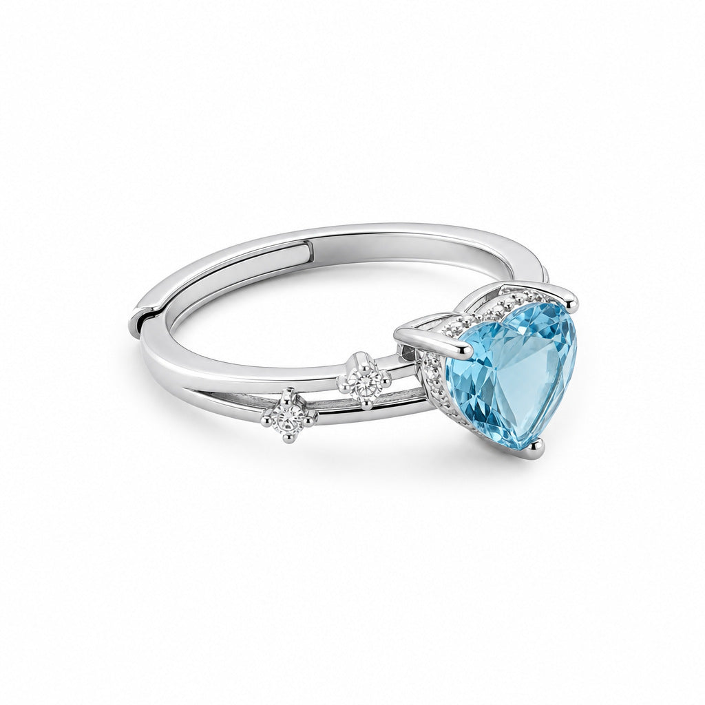 Bague étoile cœur en topaze bleue