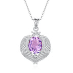 Collar con colgante de alas de ángel de piedras preciosas naturales – Plata de ley, resistente al deslustre, elegante cadena para la clavícula para mujer