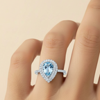 Bague en argent sterling avec topaze bleue Aqua Drop