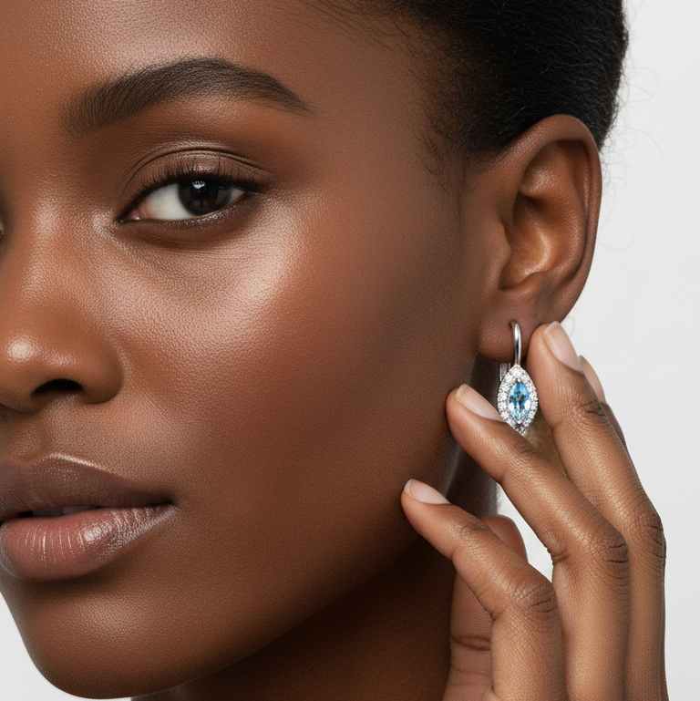 Boucles d'oreilles en argent sterling avec pierre précieuse porte-bonheur