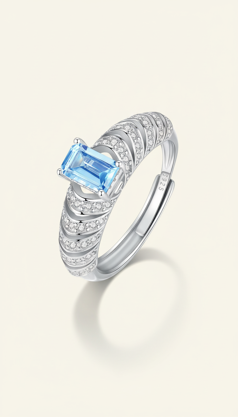 Topaz Tide - Natural Gemstone Ring with 4x6mm Topaz