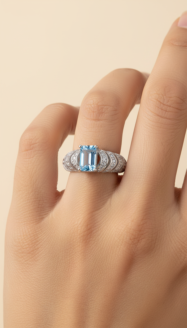 Topaz Tide - Natural Gemstone Ring with 4x6mm Topaz