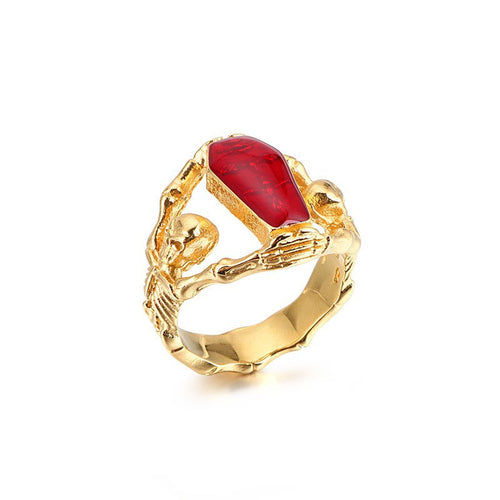 Anillo de ataúd con calavera