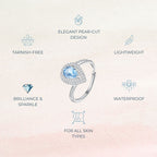 Bague en argent sterling avec topaze bleue Aqua Drop