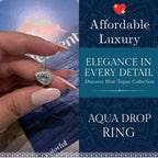 Bague en argent sterling avec topaze bleue Aqua Drop