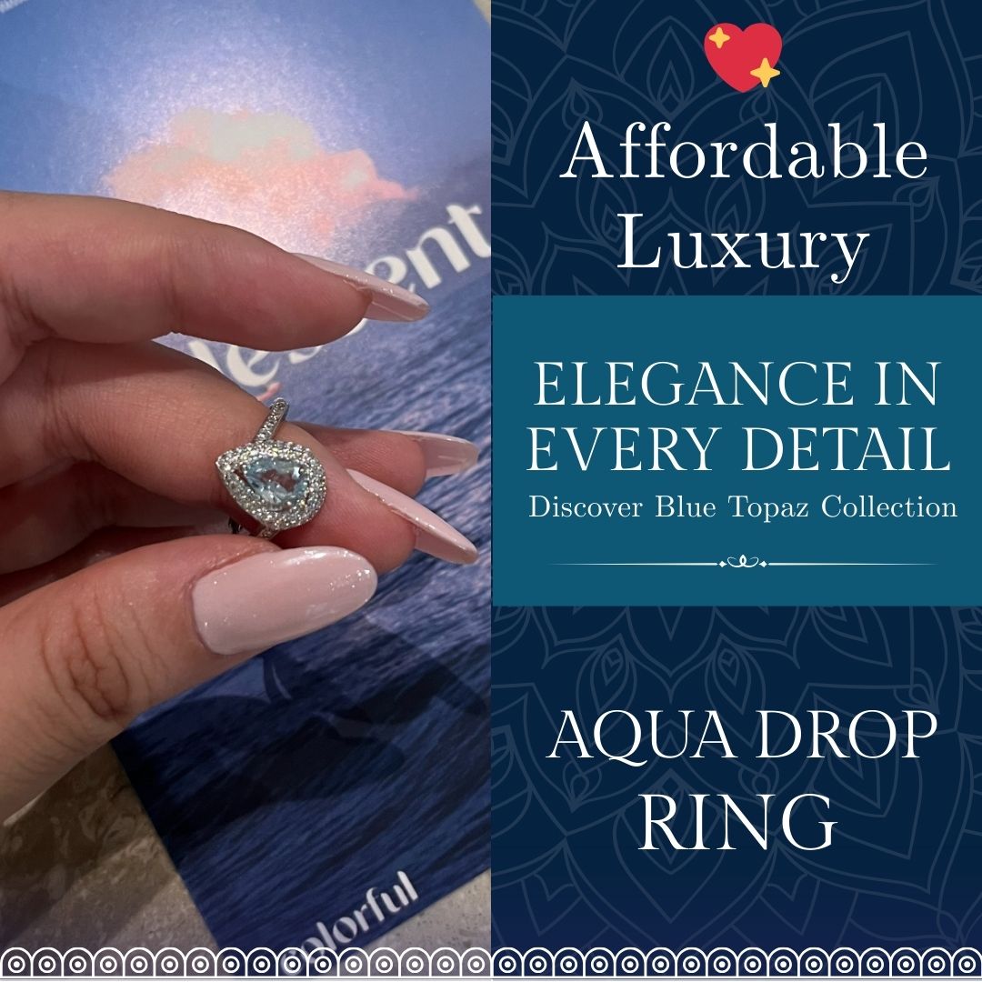 Bague en argent sterling avec topaze bleue Aqua Drop