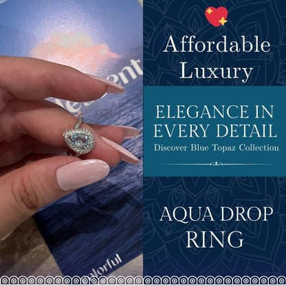 Aqua Drop Blue Topaz Sterling Silver Ring