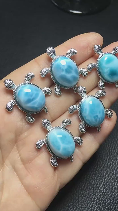 Ocean Kiss Larimar Sea Turtle Necklace