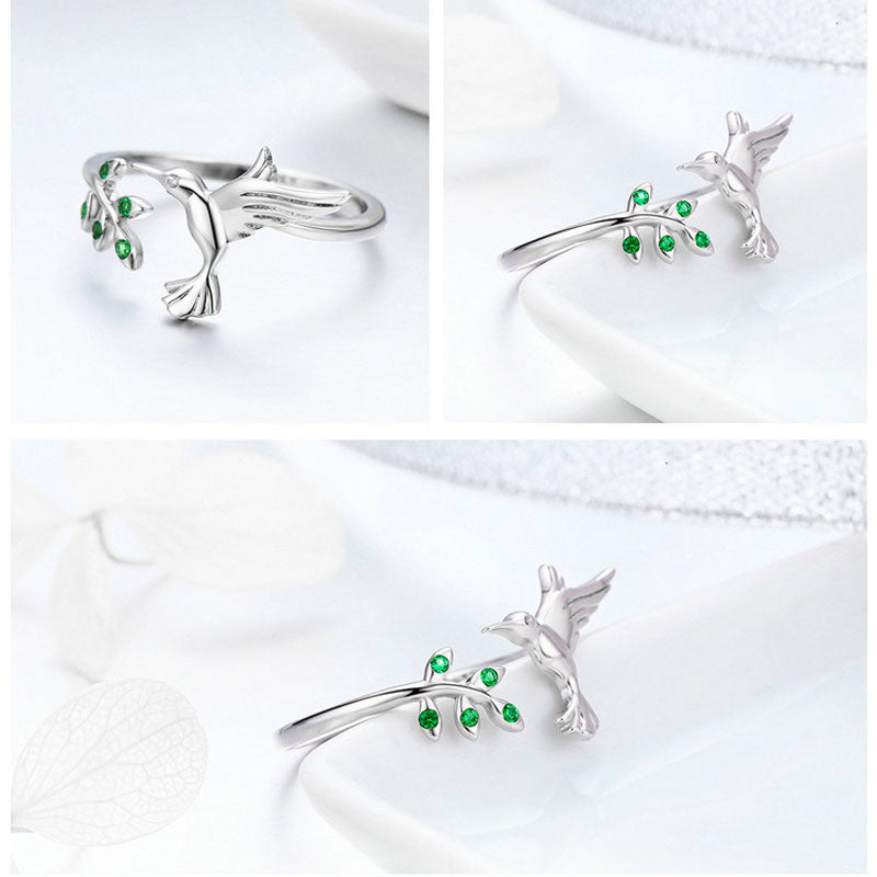 Hummingbird Green Leaf Ring