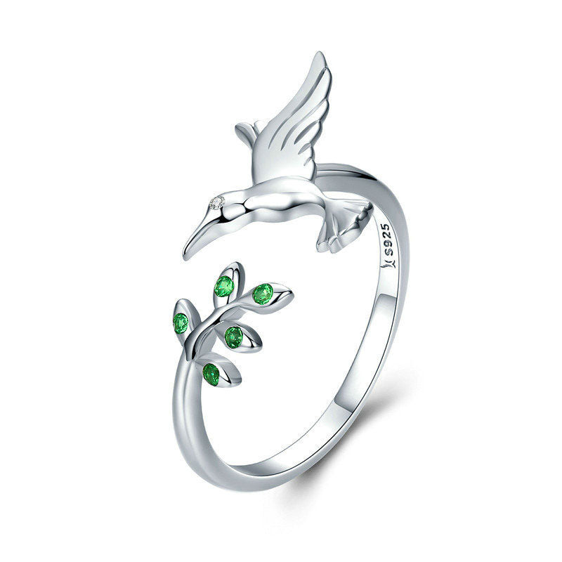 Hummingbird Green Leaf Ring