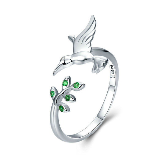 Hummingbird Green Leaf Ring