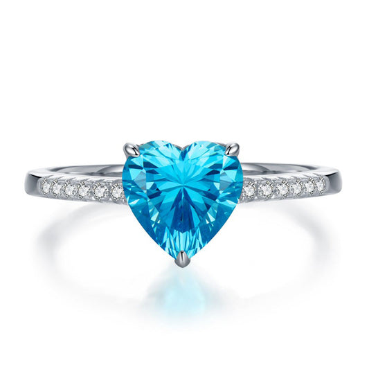 Aguamarina Anillo Corazón