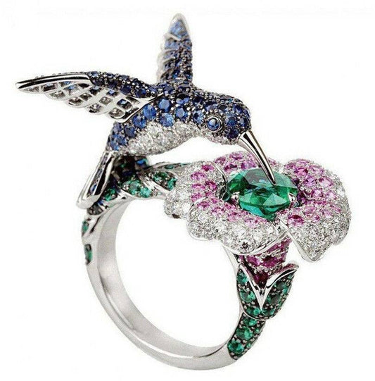 Hummingbird with Flower Ring