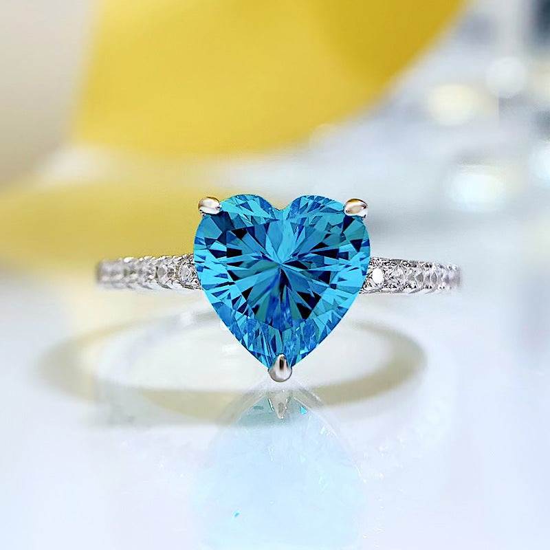 Anillo Corazón Aguamarina