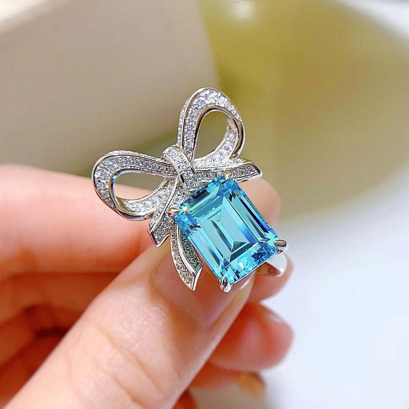 Aguamarina Anillo Mariposa