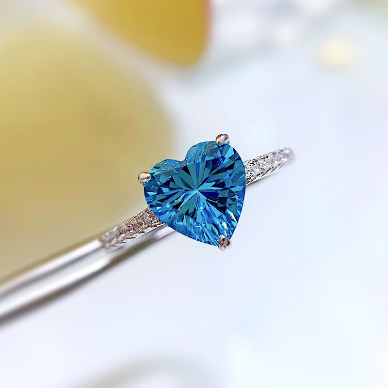 Anillo Corazón Aguamarina