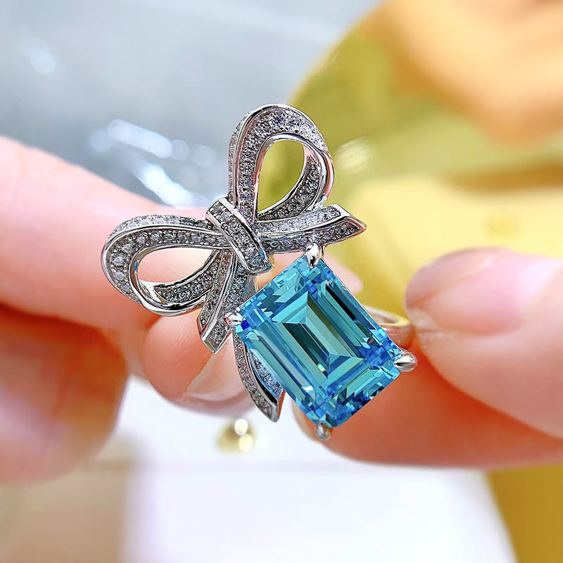 Aguamarina Anillo Mariposa