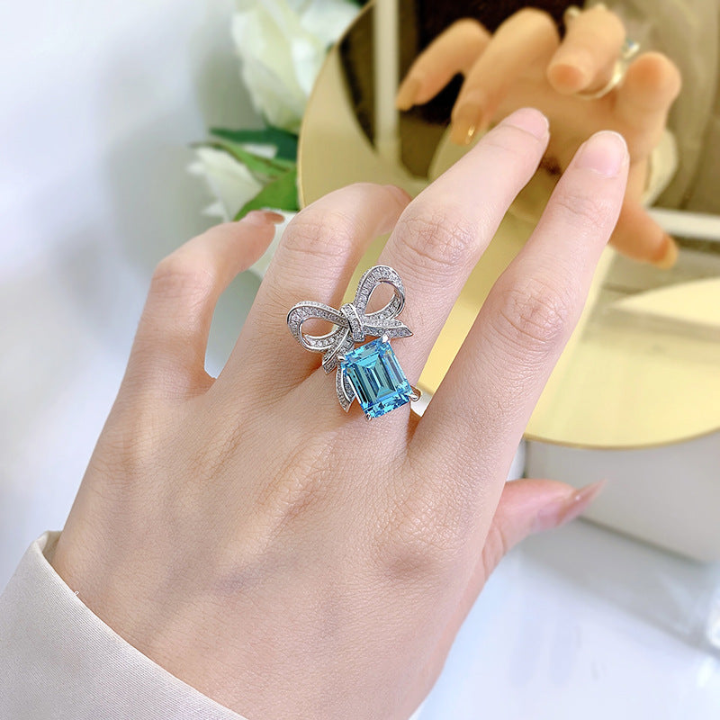Aguamarina Anillo Mariposa